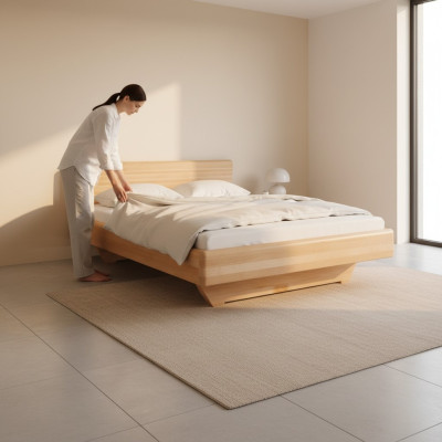 Massief houten bed 180x200 tweepersoonsbed Beuken massief Echt houten bedden Massief houten bed
