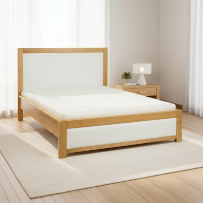Echt houten bedden Houten bed Tweepersoonsbed Gestoffeerd bed met de hand gemaakt Echt houten bed Nieuw