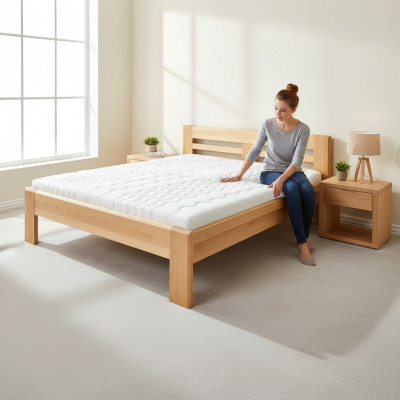 Bed houten bed echt hout bedden hotel 180x200 stijl massief meubels slaapkamer