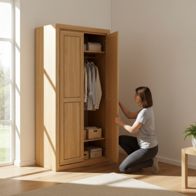 Kledingkast Echt hout Kast Massief houten kledingkast Beuken Kasten Nieuw