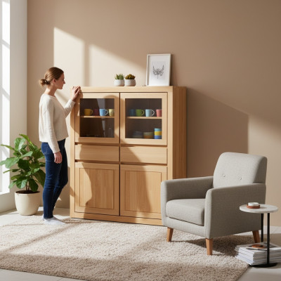 Houten dressoir woonkamer vitrine dressoir dressoir houten kasten nieuw