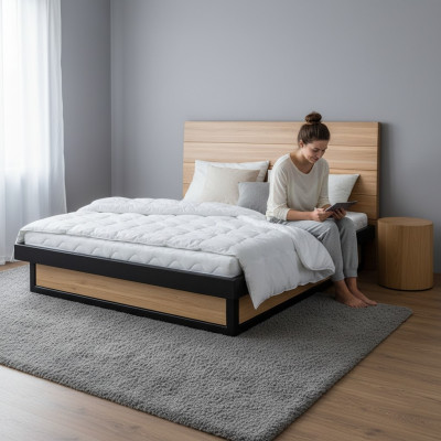 Ontwerp houten bed xxl 180x200cm Bed Tweepersoonsbed Echt hout Slaapkamer Hotel Bedden