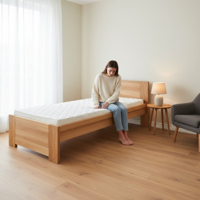 Bed Hout Massief Slaapkamer Bedden 100x200cm Eenpersoonsbed Massief meubelen Meubels