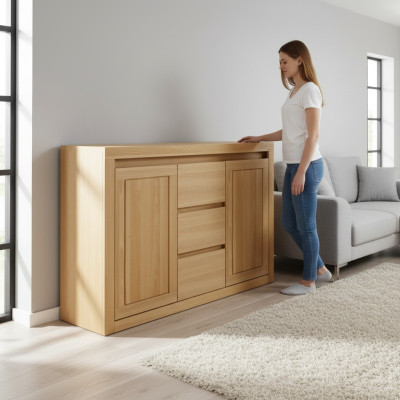 Dressoir Massief houten kast Kasten Echt hout Eiken 140x90cm Commodes