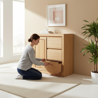 Ladenkast Ontwerp Lowboard Dressoir Dressoir Kast Echt Hout Buffet Laden
