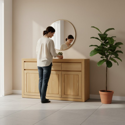Ontwerper dressoir massief houten dressoir kast kasten echt hout eiken 140x90cm