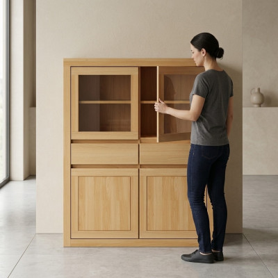 Handgemaakte commode dressoir houten commode van echt hout plank woonkamer