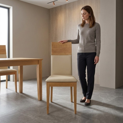 Eetkamerstoel 1-zits luxe houten fauteuil handgemaakte eetkamerstoel