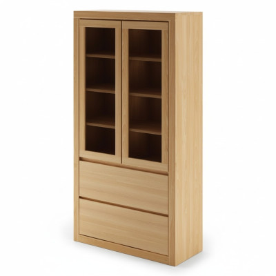 Moderne vitrinekast Vitrine Handgemaakt Massief houten kasten Eikenhout