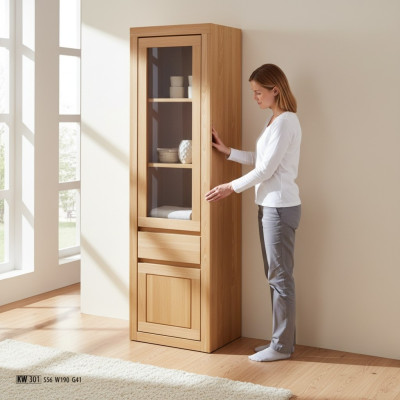 Echte houten vitrinekast hoog Kast glazen vitrines Massieve meubels Echte houten kasten Nieuw
