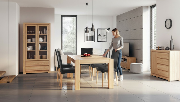 Houten vitrine woonkamerkast Massief houten kast Houten kasten Glazen vitrines Nieuw