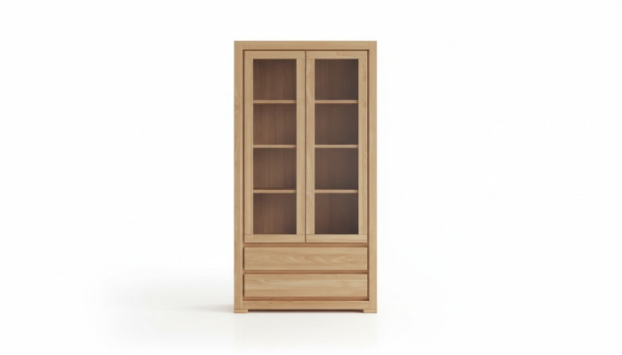 Houten vitrine woonkamerkast Massief houten kast Houten kasten Glazen vitrines Nieuw