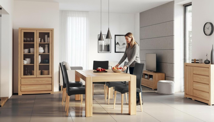 Eethoek Echt hout Massief houten tafel + 6 stoelen Eetgroep Set Massief hout