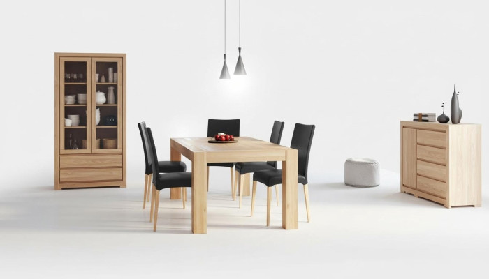 Eethoek Echt hout Massief houten tafel + 6 stoelen Eetgroep Set Massief hout