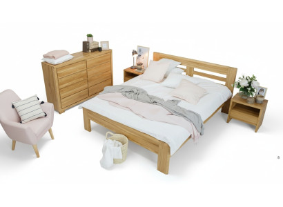 Slaapkamermeubelset Bed Massief hout Nachtkastjes 2x Bedden Echt hout 3-delig.