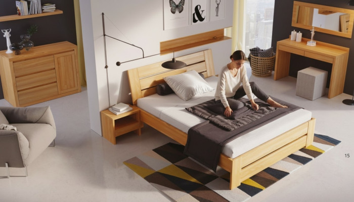Slaapkamer meubels 3-delige set Bed Massief hout Nachtkastjes 2x Echt hout
