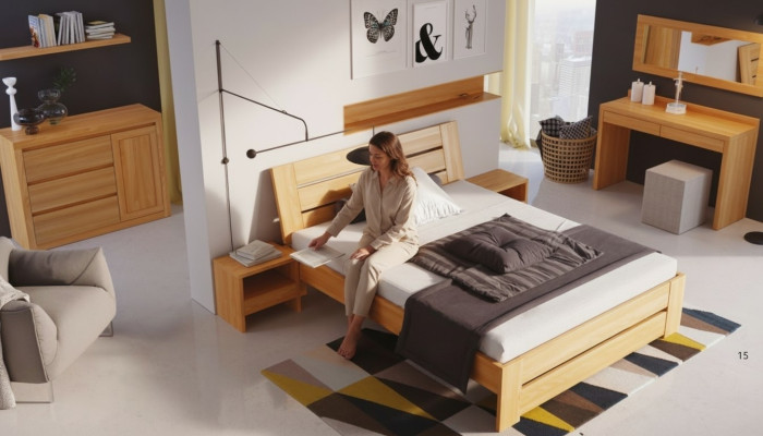 Slaapkamerset 5-delig. Bed 2x Nachtkastje + Kaptafel Spiegel Massief houten meubels Nieuw