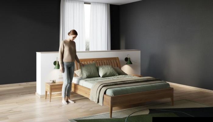 Klassiek bed in barokstijl, dubbel houten hotelbed, nieuw, slaapkamer 180x200cm.
