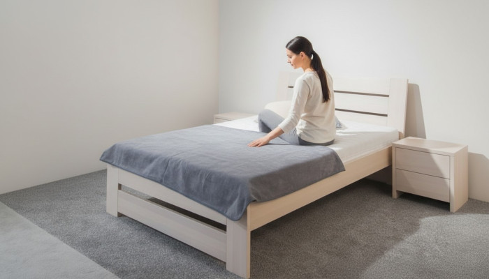 Bedroom complete set Bed with 2 nightstands 100x200cm Loft Solid