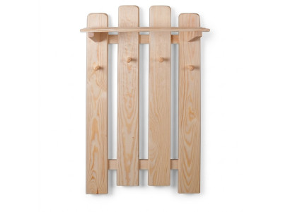 Massief houten kapstokpaneel, massief grenen, aan de muur hangende kapstok, gang van hout, nieuw