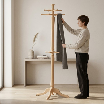 Kledingrek van hout met haken 186 cm Modern Standbeeld