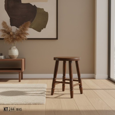 Poef Houten krukje Zithocker Eetkamerkrukje Beukenhout Massief Bruin 46 cm