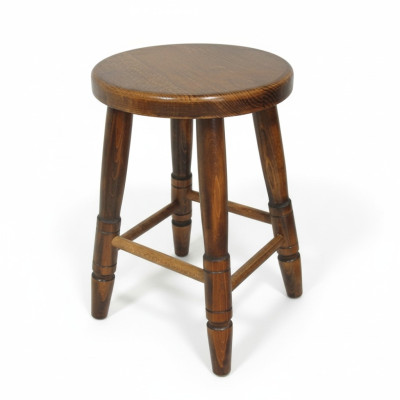 Poef Houten krukje Zithocker Eetkamerkrukje Beukenhout Massief Bruin 46 cm