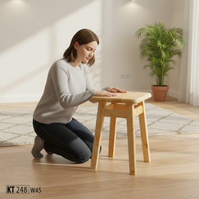 Massieve houten kruk bijzettafel natuurlijk hout houten kruk eetkamerstoel