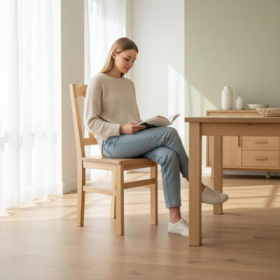 Hocker Keukenstoel Houten stoel Zithocker Eetkamer hocker Beukenhout Massief Stoel