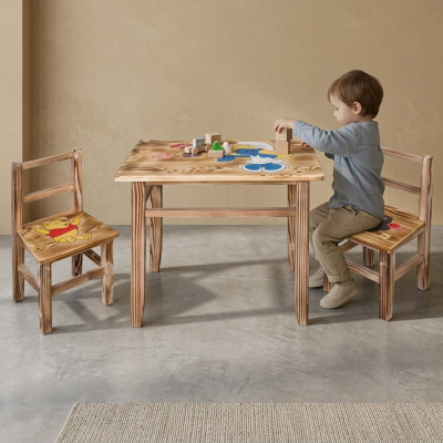 Kindertafelset, 3-delig, tafel met 2 stoelen, kindermeubels, voor kinderkamer
