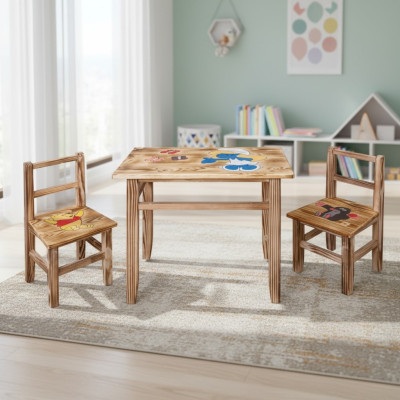 Kindertafelset, 3-delig, tafel met 2 stoelen, kindermeubels, voor kinderkamer