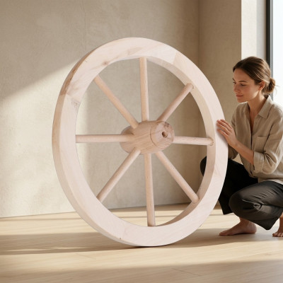 Dekoratief houten wiel Ø 30 cm spaakwiel karrewiel tuindecoratie winkeldecoratie massief hout.