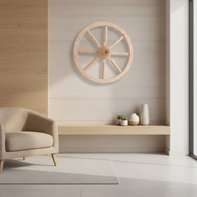 Houtenwiel Decoratiewiel Ø 40 cm whitewash spaakwiel wanddecoratie tuingravure wagenwiel