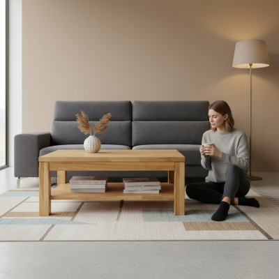 Massief houten naturel salontafel massief houten meubels verfijnd design woonkamertafels.