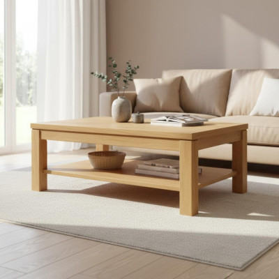 Massief houten naturel salontafel massief houten meubels verfijnd design woonkamertafels.