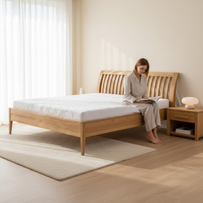Massief houten tweepersoonsbedden beuken slaapkamermeubels hout 140x200cm nieuw