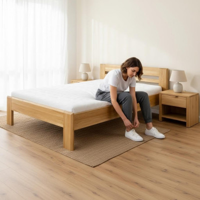 Houten bed slaapkamer Echt houten bed Bedden Hotel 200x200 Stijl Massief meubilair