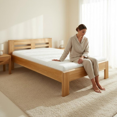 Bedden Houten bed Echt houten bed Hotel Design Stijl Massief 160x200 Slaapkamer