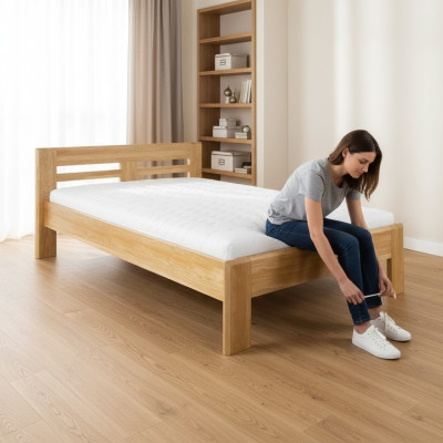 Bedden Houten bed Echt houten bed Hotel design stijl Massief 140x200 Slaapkamer