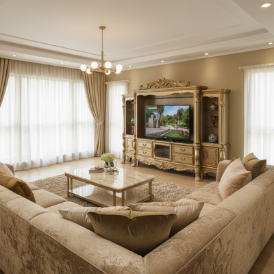 Woonkamer uitbreiding media muur tv-muur tv-kast woonwand