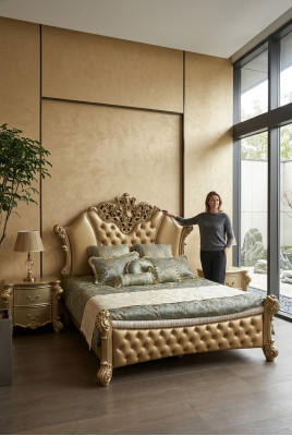 Slaapkamer 3-delig set Bed 2x Nachtkastje Console Bedden Dubbel Luxe