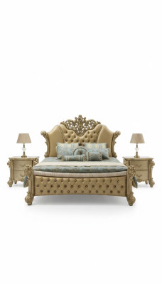 Slaapkamer 3-delig set Bed 2x Nachtkastje Console Bedden Dubbel Luxe