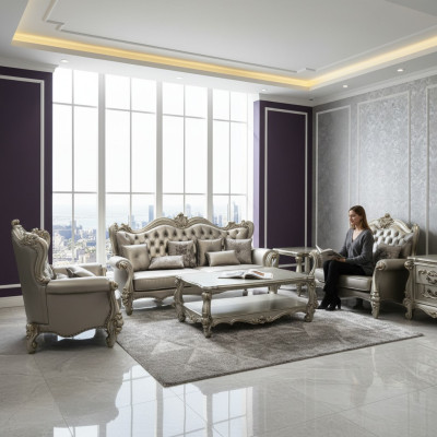Bankstel 3+2+1 zitter set Designbanken Gestoffeerde banken Leren banken