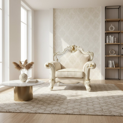 Textiel fauteuil 1-zits bank gestoffeerde banken Design Klassiek Luxe Barok