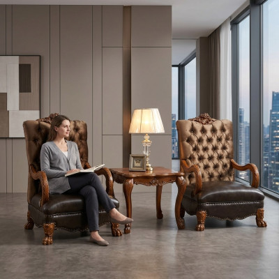 Woonkamerset 2x fauteuil + bijzettafel tafel bank Chesterfield