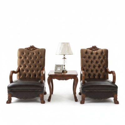 Woonkamerset 2x fauteuil + bijzettafel tafel bank Chesterfield