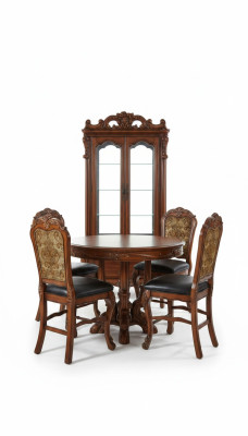 Ronde eetkamertafel + 4 stoelen stoelset decoratie set ronde tafel houten tafels