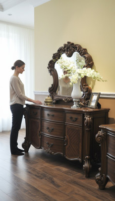 Edel dressoir buffet dressoir + spiegel barok rococo dressoir hout nieuw