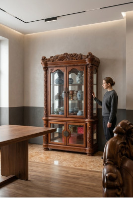 Edel vitrine in antieke stijl barok rococo kast etalage decoratie woonkamer
