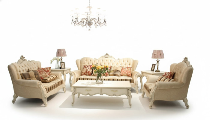 Klassiek Chesterfield 4-delig set bankstel Bank Bank Bekleding